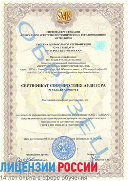 Образец сертификата соответствия аудитора №ST.RU.EXP.00006191-1 Армавир Сертификат ISO 50001